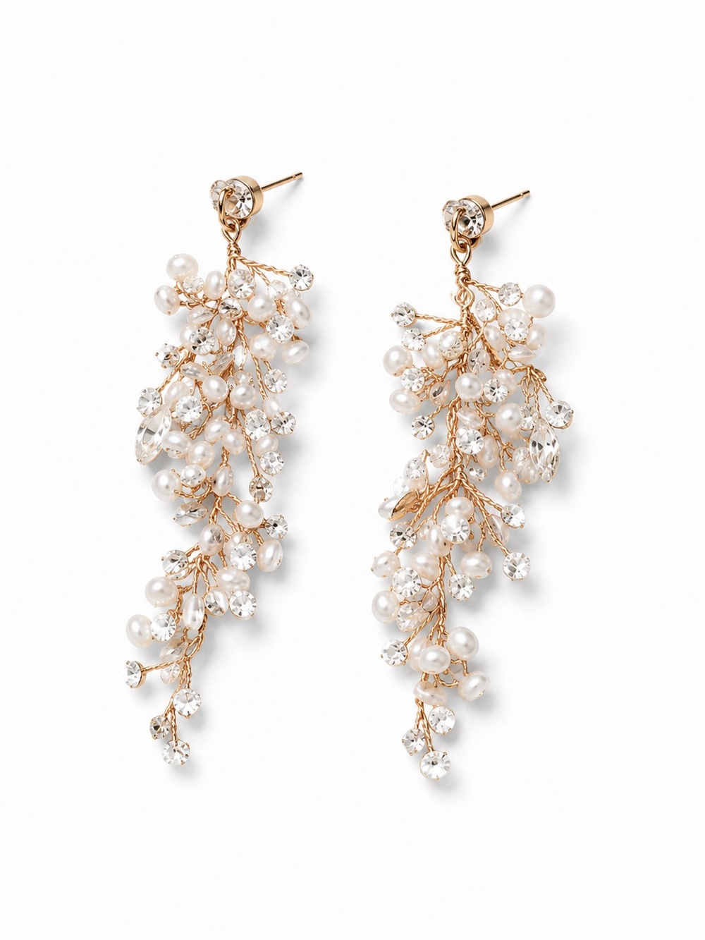 Macrae & Co Rose Gold Pearl and Crystal Cluster Earrings